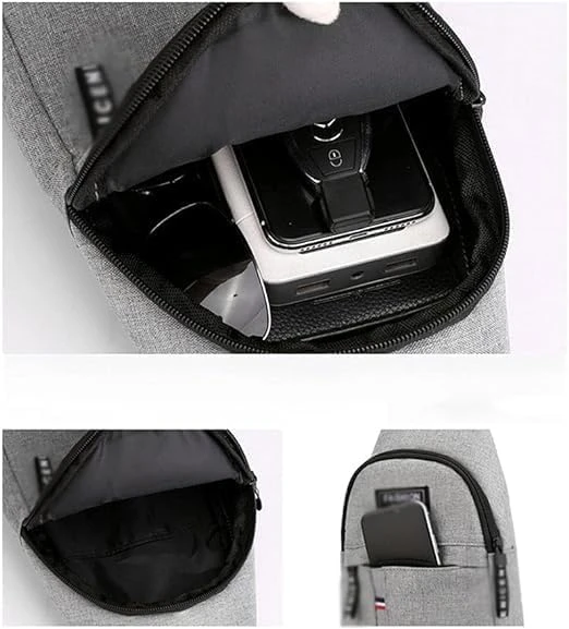 Sling Bag Crossbody Backpack for Men & Women – Chest Bag for Travel, Hiking, Cycling (Grey)