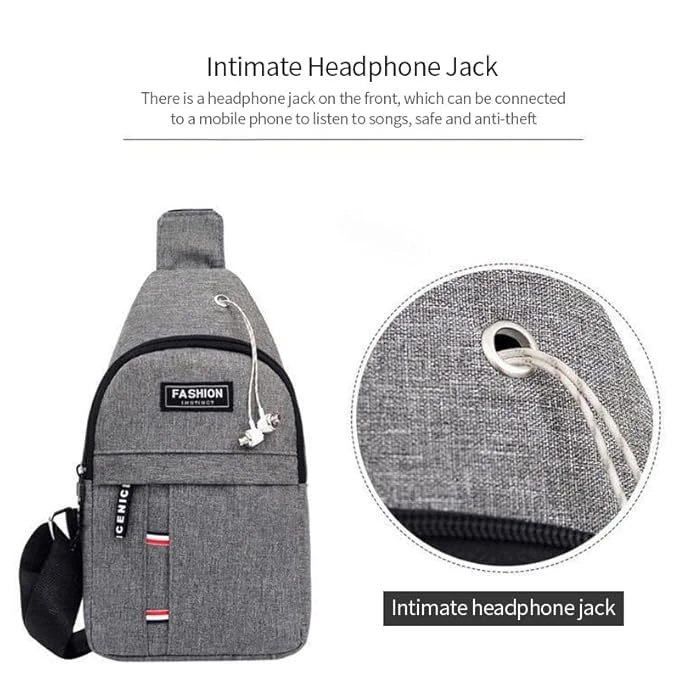 Sling Bag Crossbody Backpack for Men & Women – Chest Bag for Travel, Hiking, Cycling (Grey)