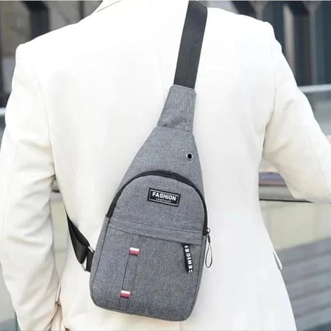 Sling Bag Crossbody Backpack for Men & Women – Chest Bag for Travel, Hiking, Cycling (Grey)