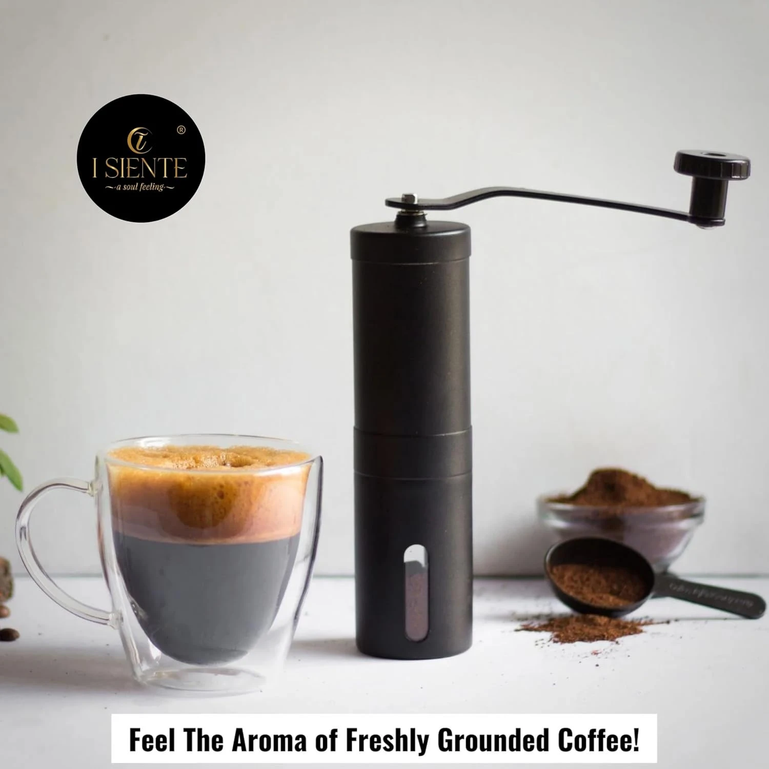 Manual Coffee Bean Grinder – 18 Adjustable Grind Settings for Pour Over, Drip Coffee, Espresso, Moka Pot & Aeropress (Black)