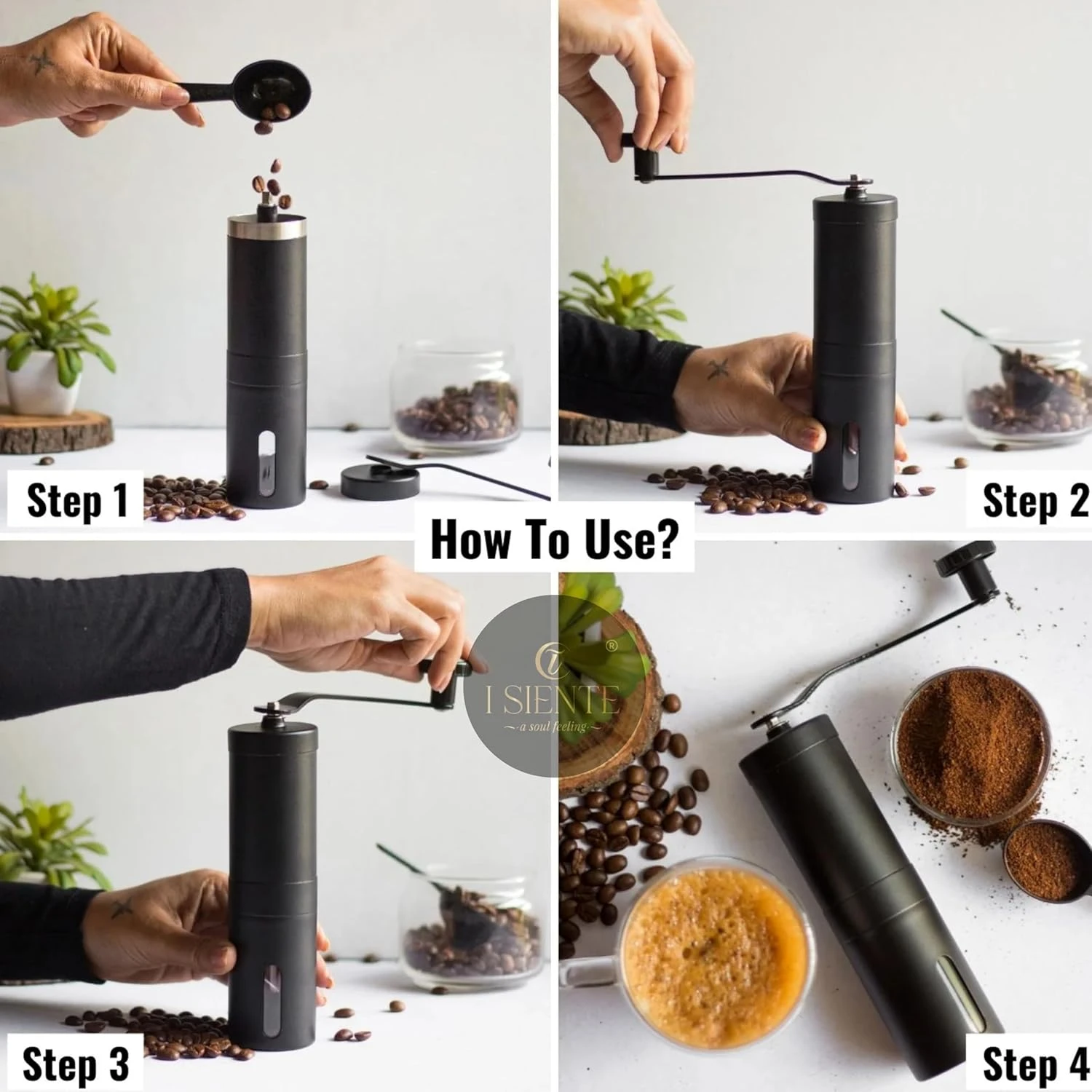 Manual Coffee Bean Grinder – 18 Adjustable Grind Settings for Pour Over, Drip Coffee, Espresso, Moka Pot & Aeropress (Black)