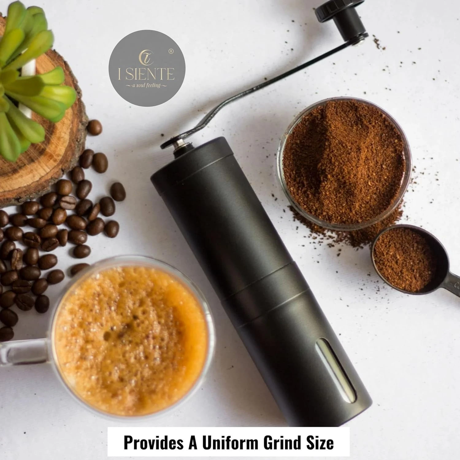 Manual Coffee Bean Grinder – 18 Adjustable Grind Settings for Pour Over, Drip Coffee, Espresso, Moka Pot & Aeropress (Black)