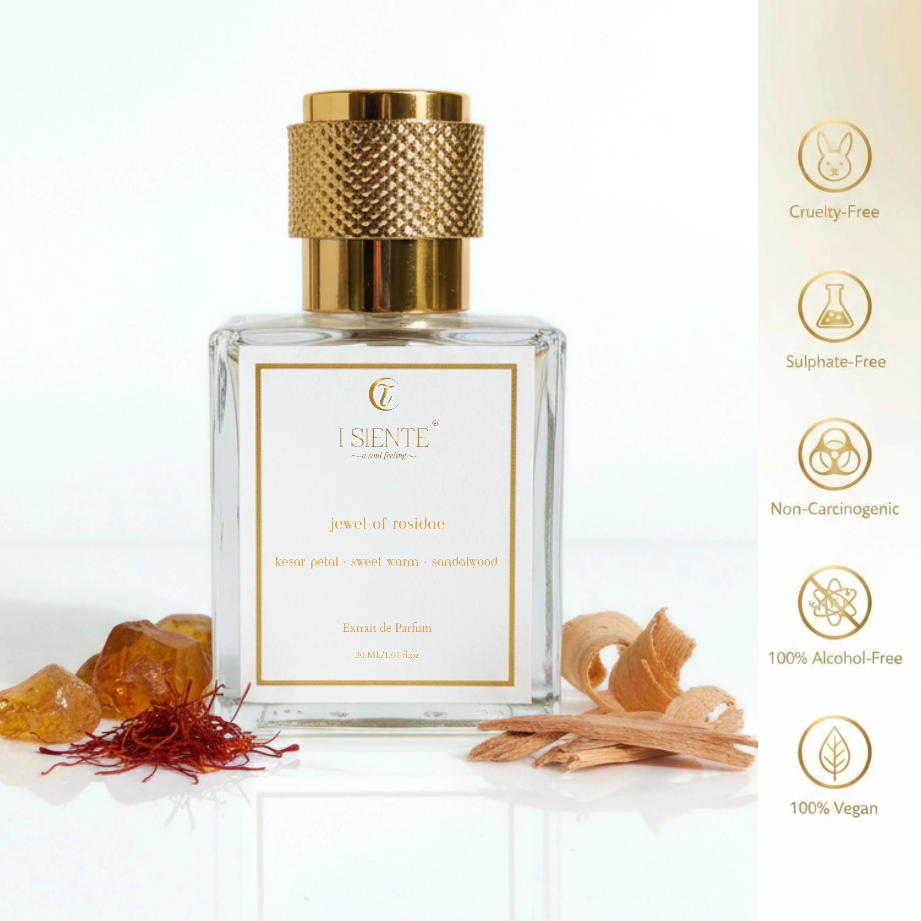 Jewel of Rosidae Extrait de Parfum 30ml | Long Lasting Unisex Perfume | Kesar Petal, Sweet Warm & Sandalwood Notes | Premium Luxury Fragrance Gift