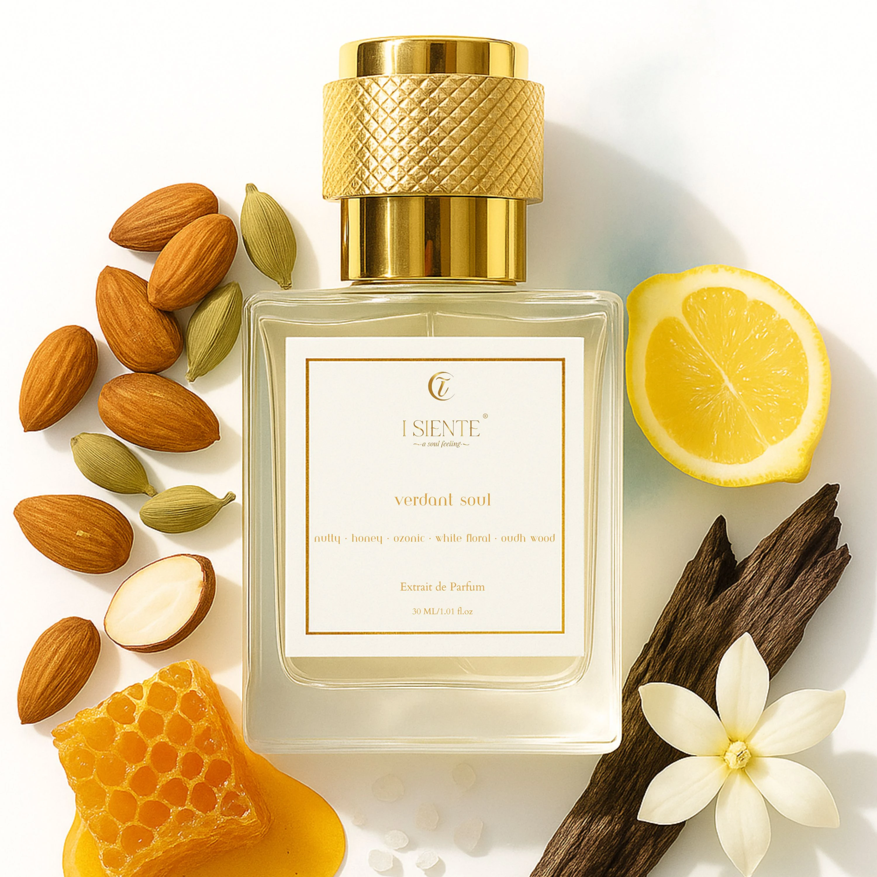 Verdant Soul Extrait de Parfum 30ml | Long Lasting Unisex Perfume | Nutty, Honey, Ozonic, White Floral & Oudh Wood Notes | Premium Luxury Fragrance Gift