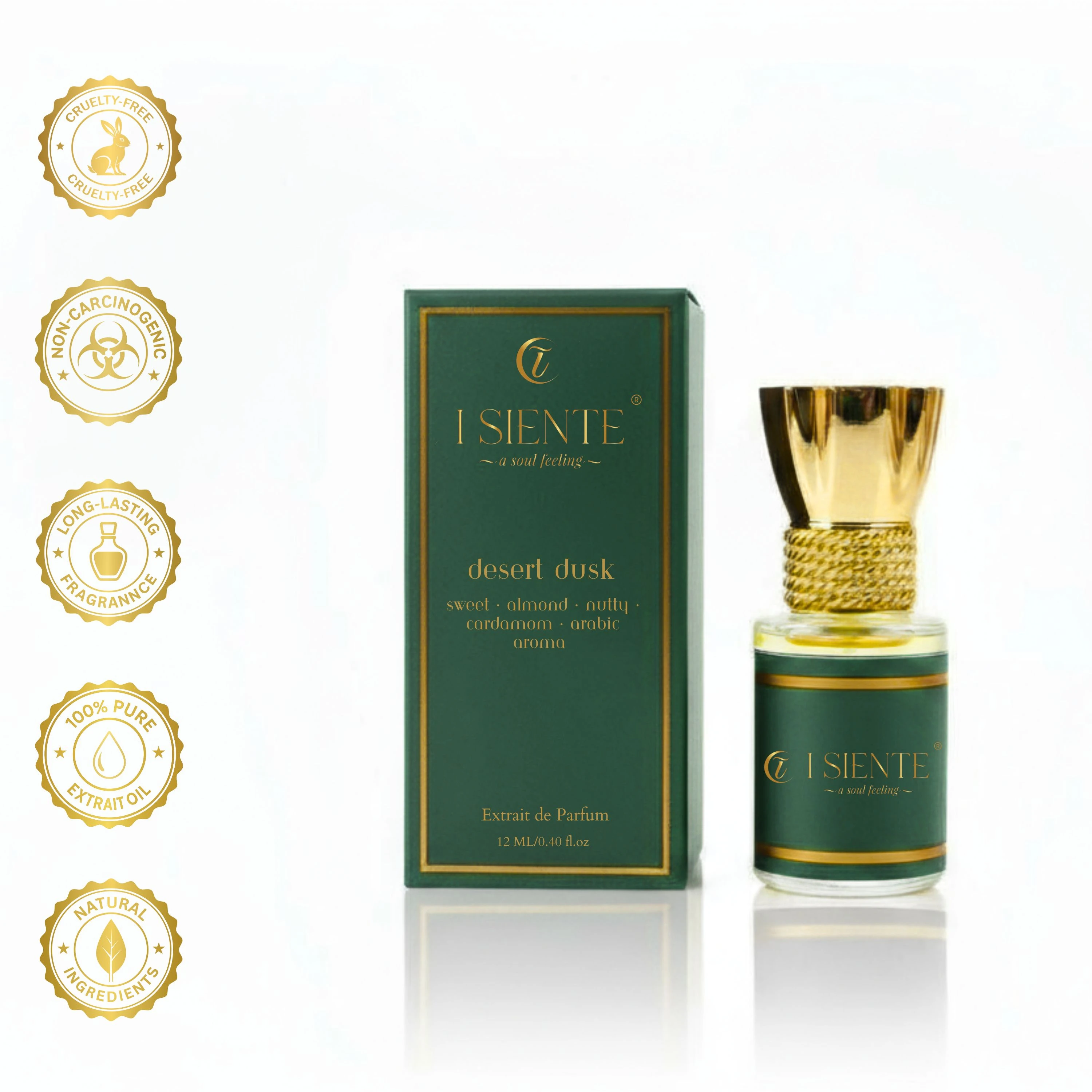 Desert Dusk Extrait de Parfum Unisex Roll-On | 12ml | 100% Pure Concentration | Sweet, Almond, Nutty, Cardamom & Arabic Aroma Notes | 24 Hour Long Lasting Perfume | Premium Luxury Fragrance Gift