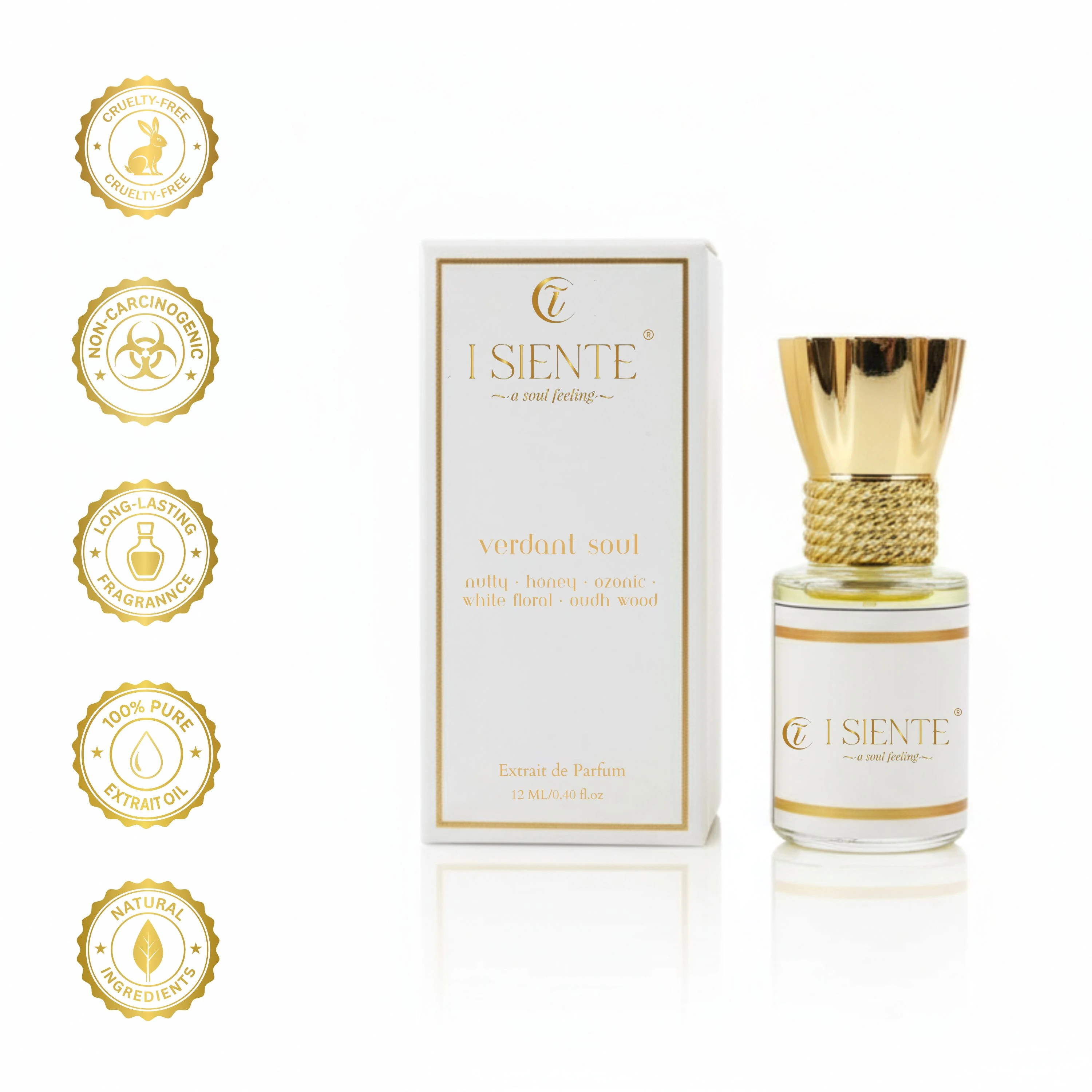 Verdant Soul Extrait de Parfum Unisex Roll-On | 12ml | 100% Pure Concentration | Nutty, Honey, Ozonic, White Floral & Oudh Wood Notes | 24 Hour Long Lasting Perfume | Premium Luxury Fragrance Gift