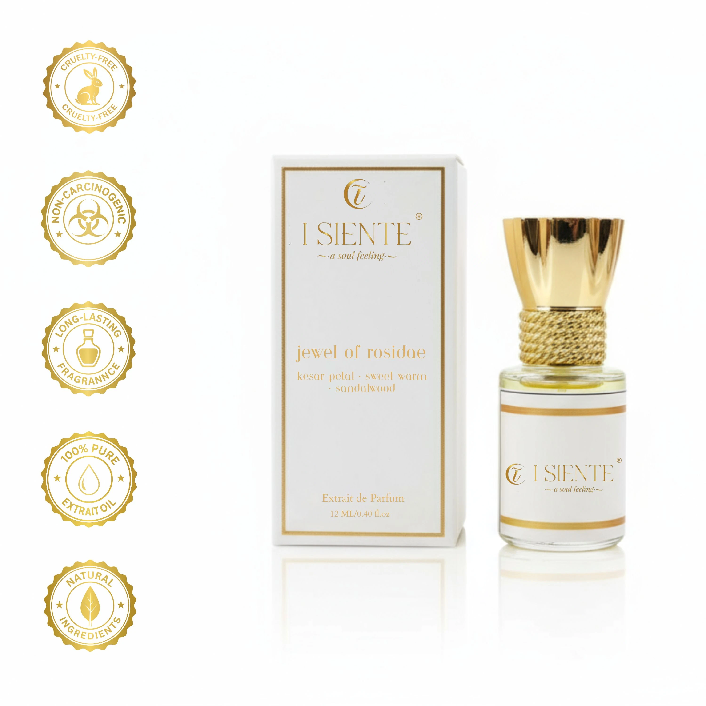 Jewel of Rosidae Extrait de Parfum Unisex Roll-On | 12ml | 100% Pure Concentration | Kesar Petal, Sweet Warm & Sandalwood Notes | 24 Hour Long Lasting Perfume | Premium Luxury Fragrance Gift