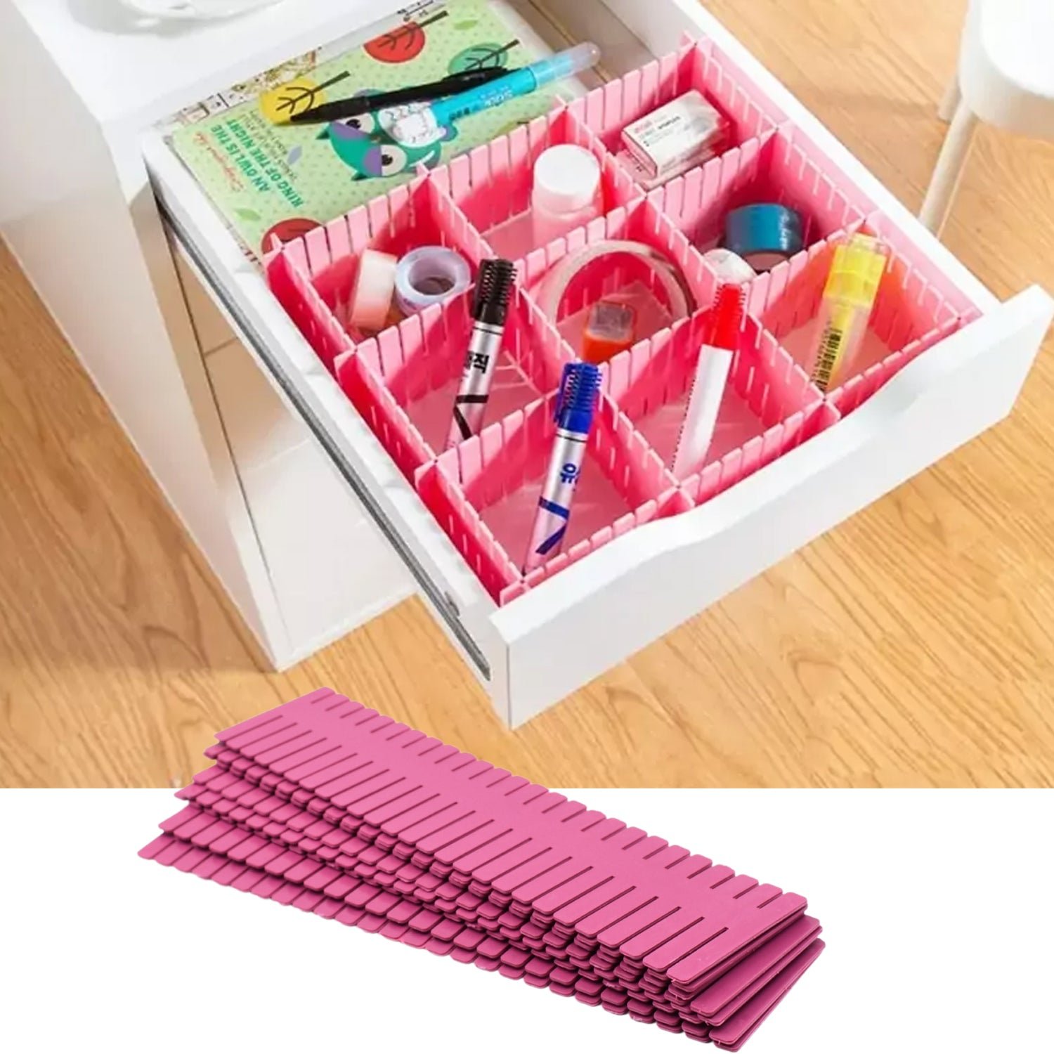 1164 Plastic Adjustable Grid Drawer Dividers Organizers Closet Straps